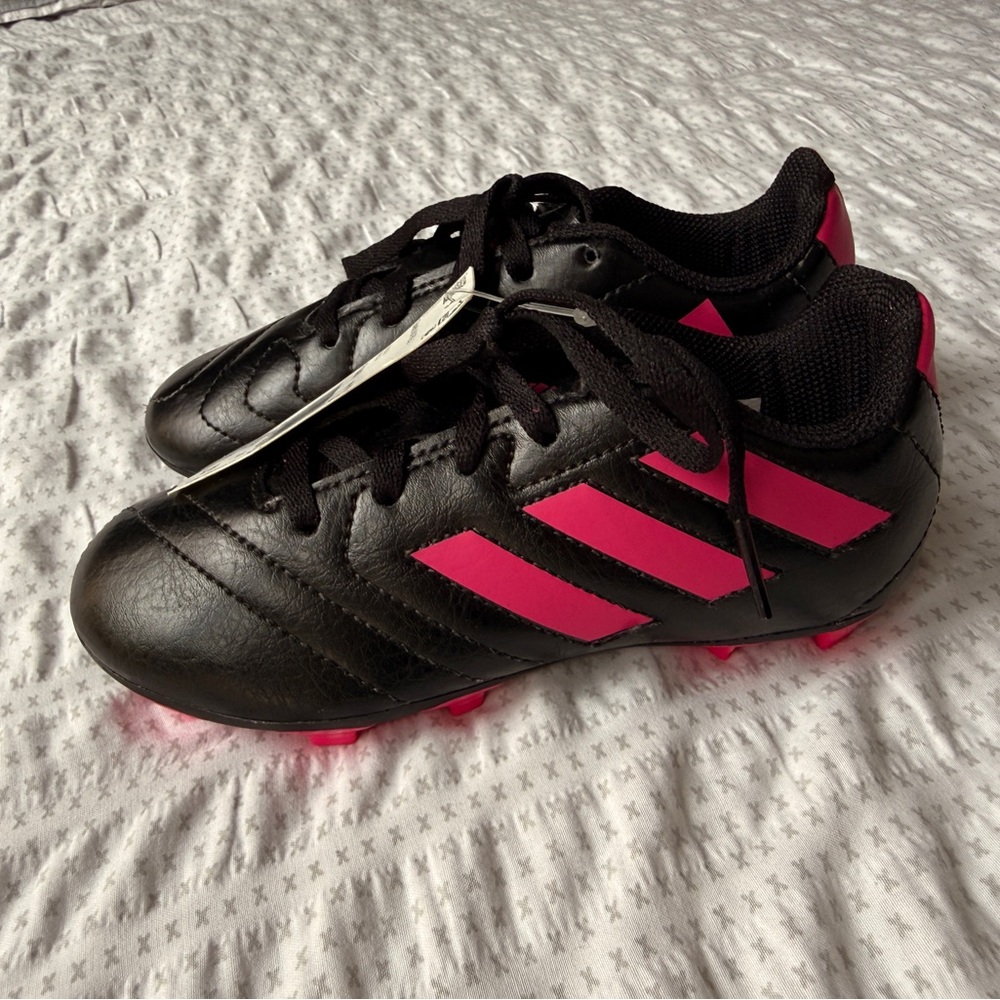 adidas Black Cleats with Pink Stripes